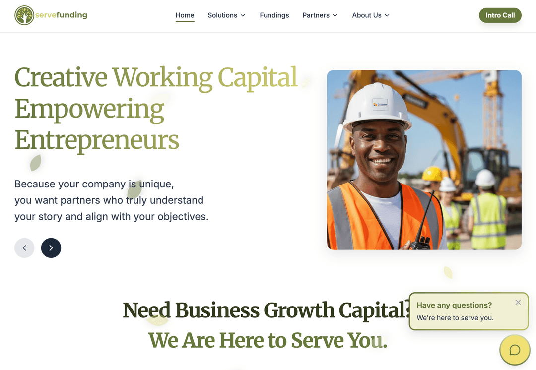 Serve Funding website powered by Wintansi